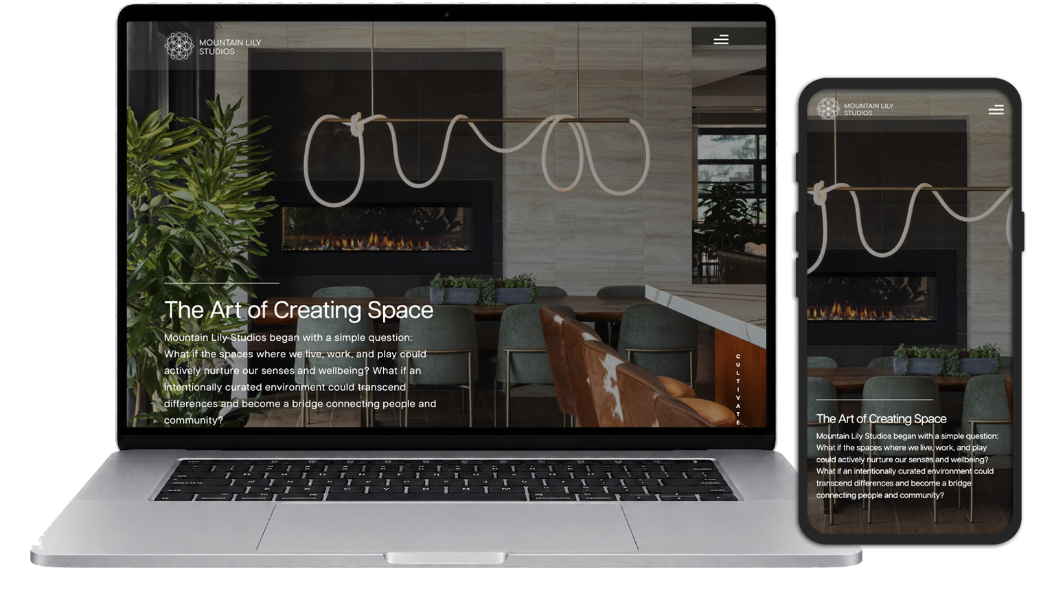 Mountain Lily Studio website on a laptop and a mobile phone