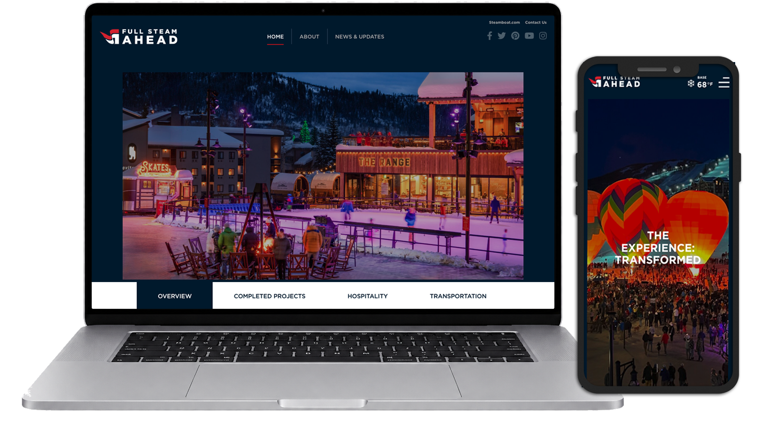 Steamboat website on a laptop and mobile device